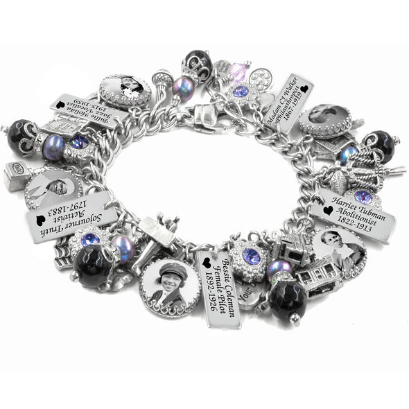 Silver Holy Family bead charm for bracelet