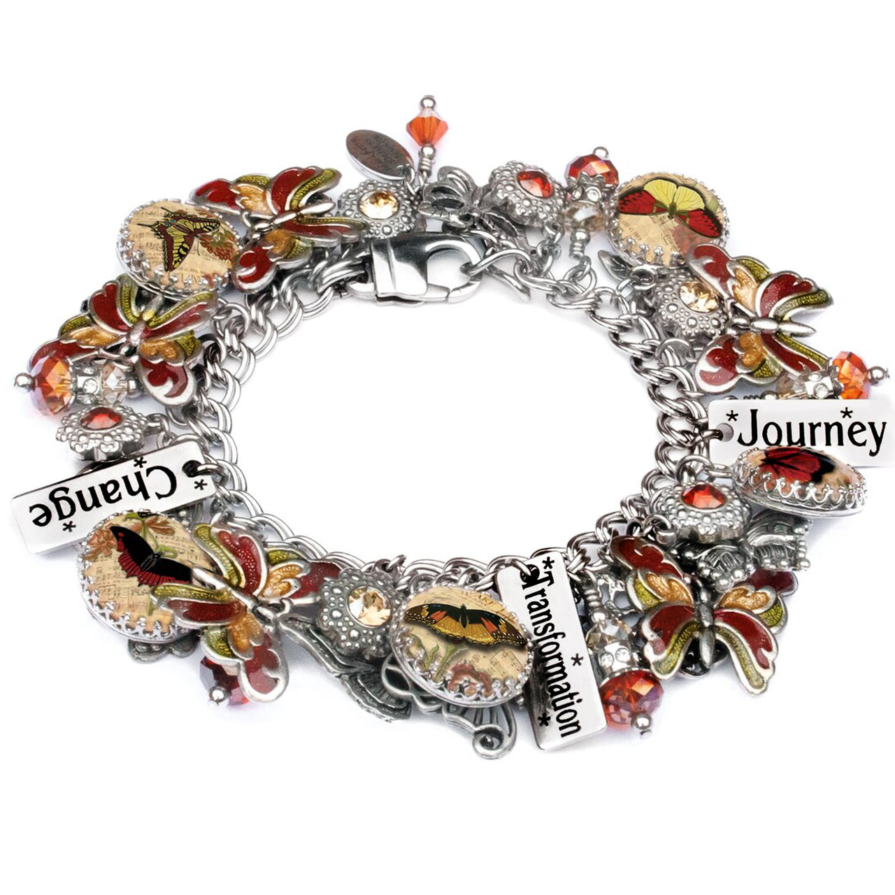 Monarch Butterfly with Mariposa Butterflies Charm Bracelet