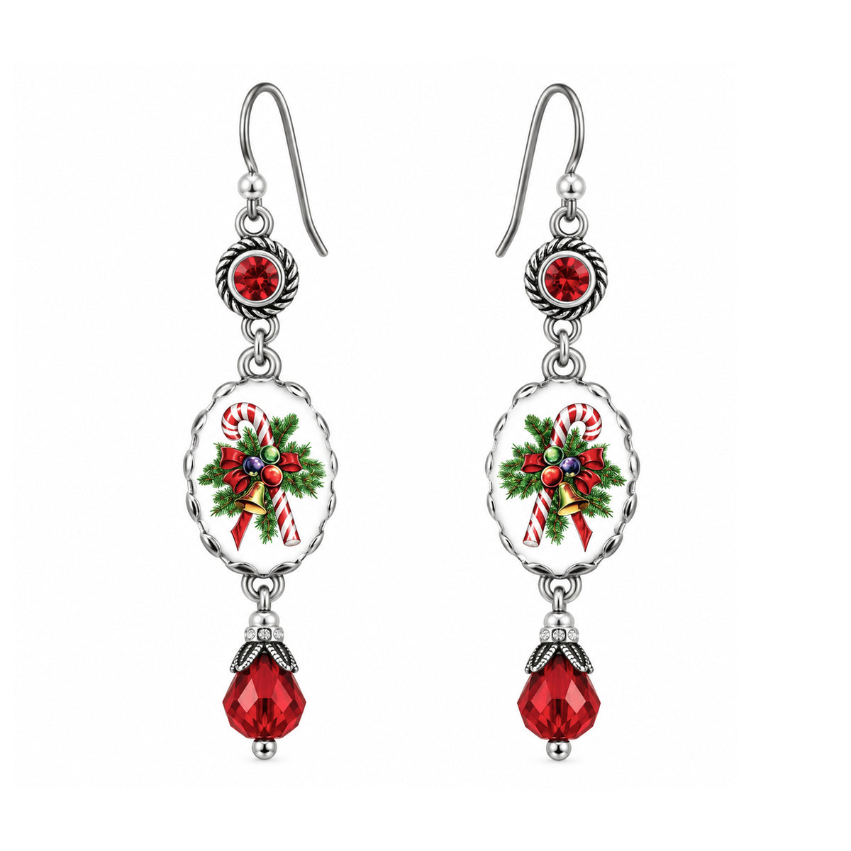 Christmas Earrings with Candy Cane Charms
