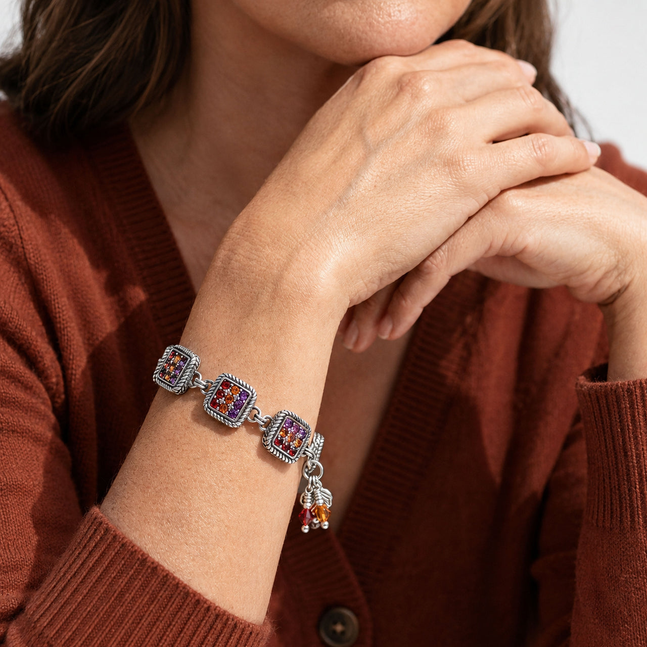 Halloween Crystal Link Bracelet – Pumpkin Jewelry