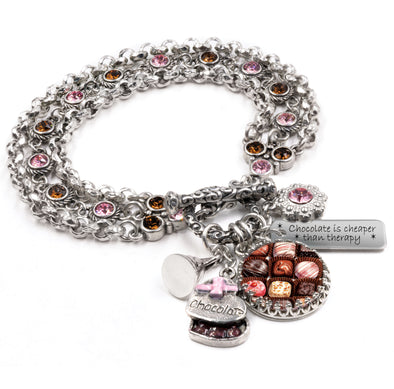 Chocolate Candy charm bracelet for Mom, Sister, Bestie, for Valentines,  Galentines or Birthday – Blackberry Designs Jewelry