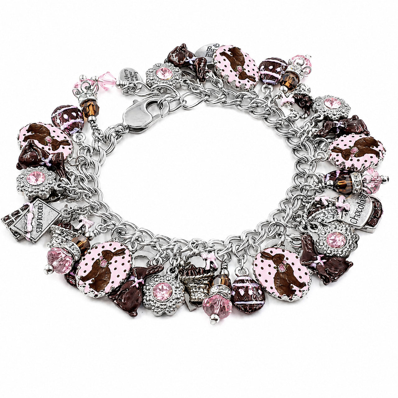 Chocolate Bunny Bracelet –  Easter Rabbit Jewelry with Engraved Quotes