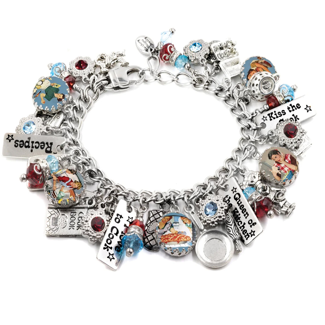 Chef Charm Bracelet Gift with Personalized Engraved Cooks Name