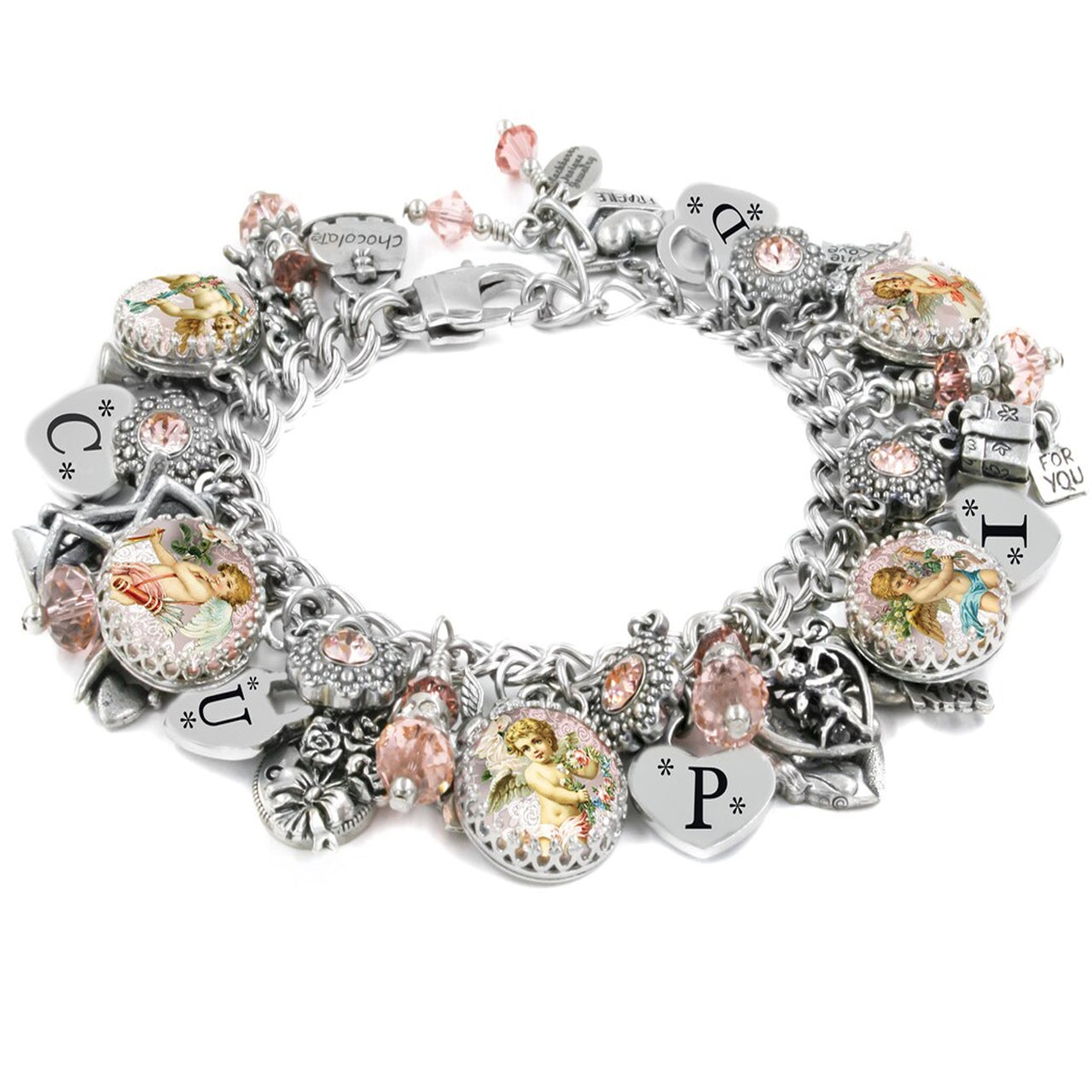 Valentines Charm Bracelet with Cupids