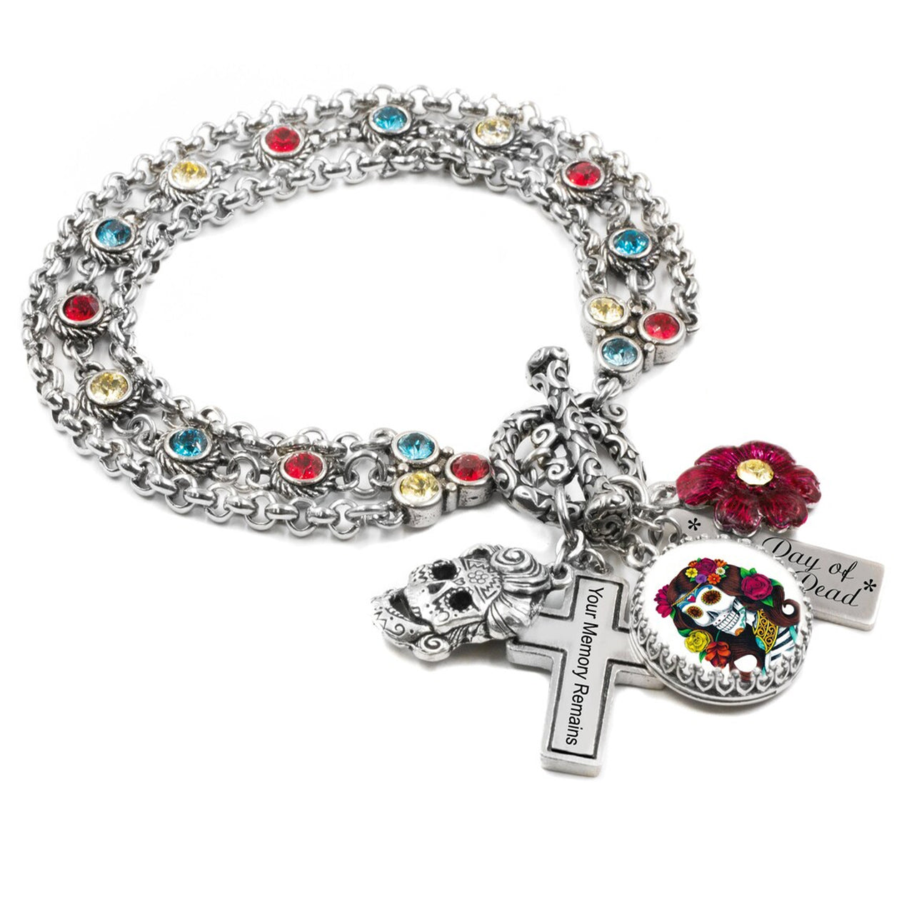 Sugar Skull Day of the Dead Bracelet – Colorful Charm Jewelry