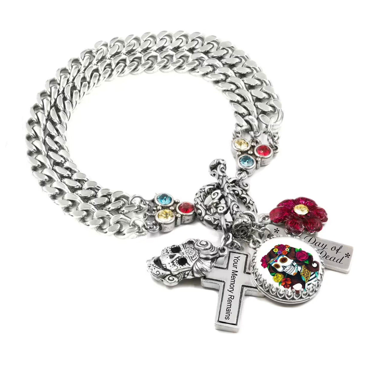 Sugar Skull Day of the Dead Bracelet – Colorful Charm Jewelry