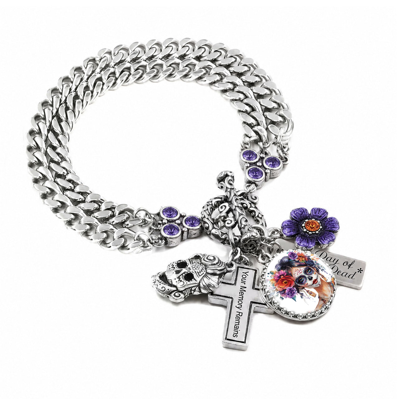 Calavera Catrina Bracelet, Handcrafted Day of the Dead Gift