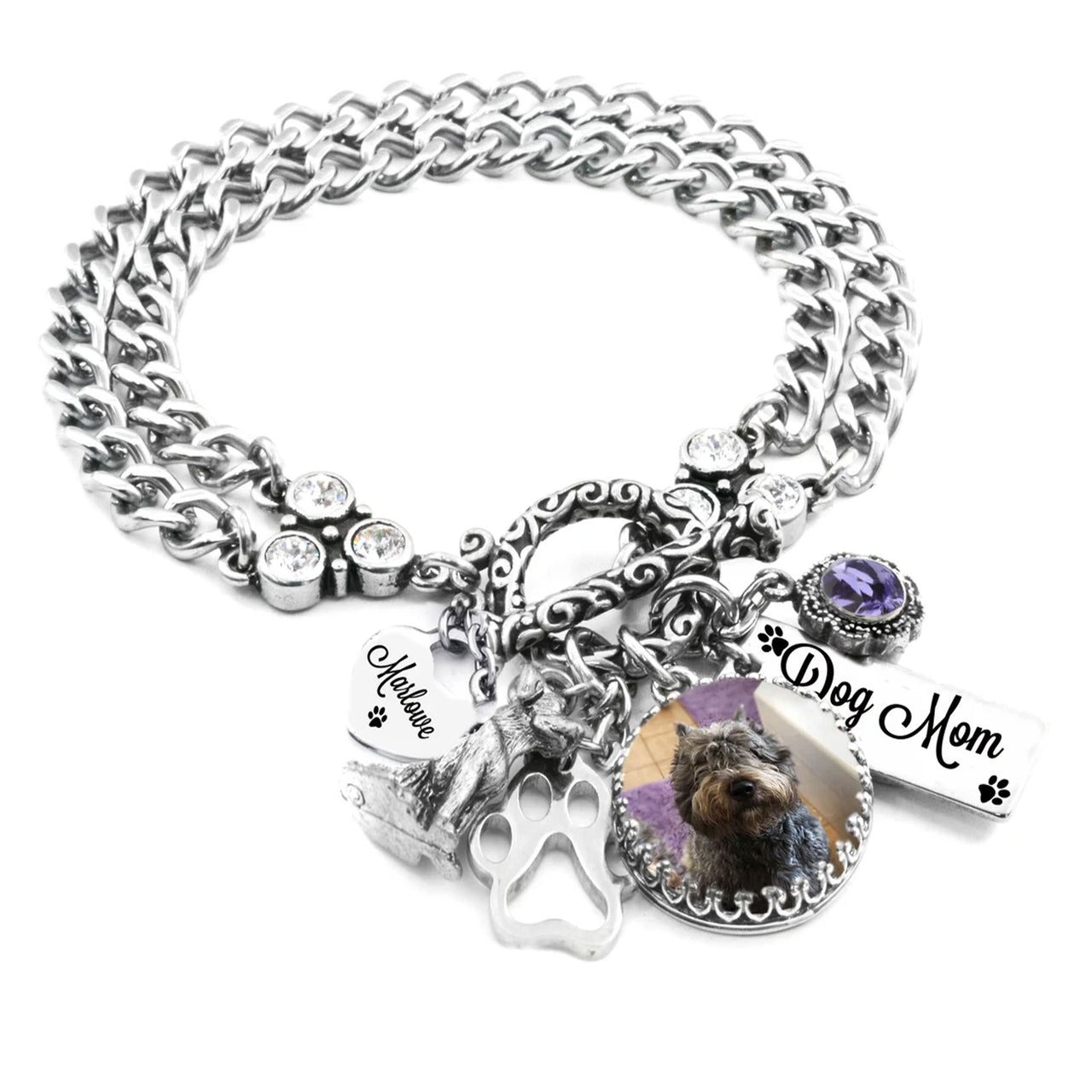 dog mom photo bracelet