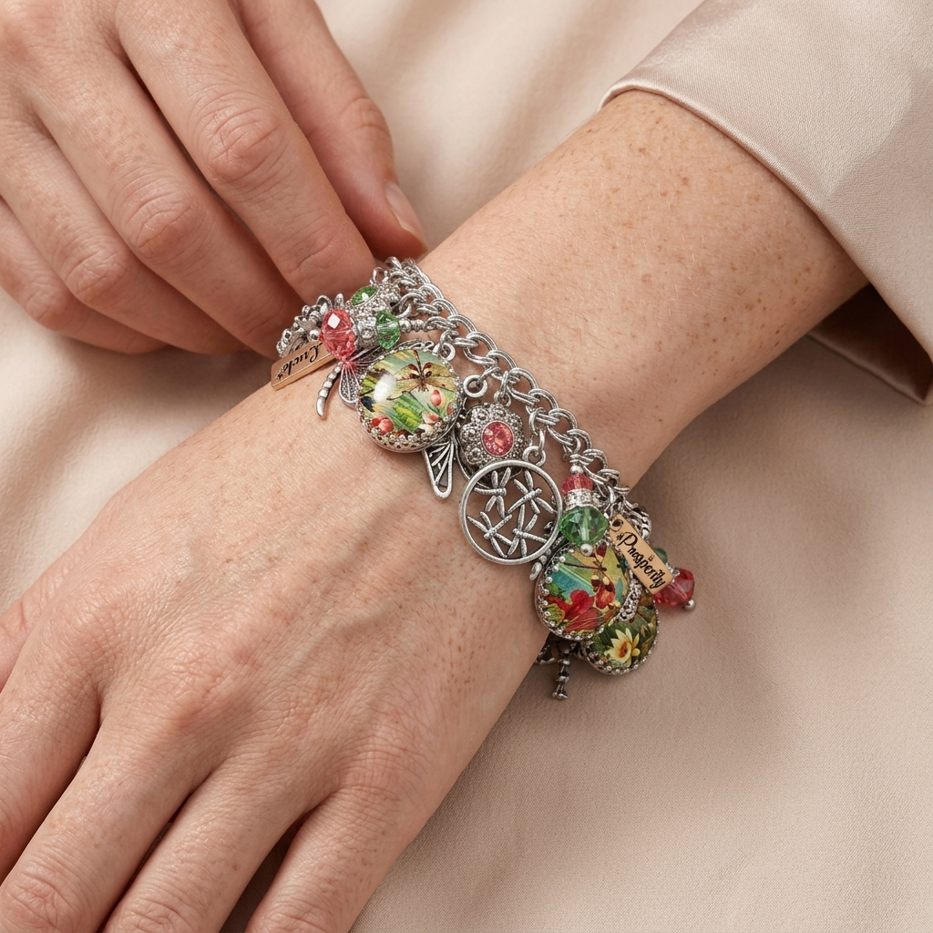 Dragonfly Bracelet Handcrafted Vintage Good Luck Gift for Her
