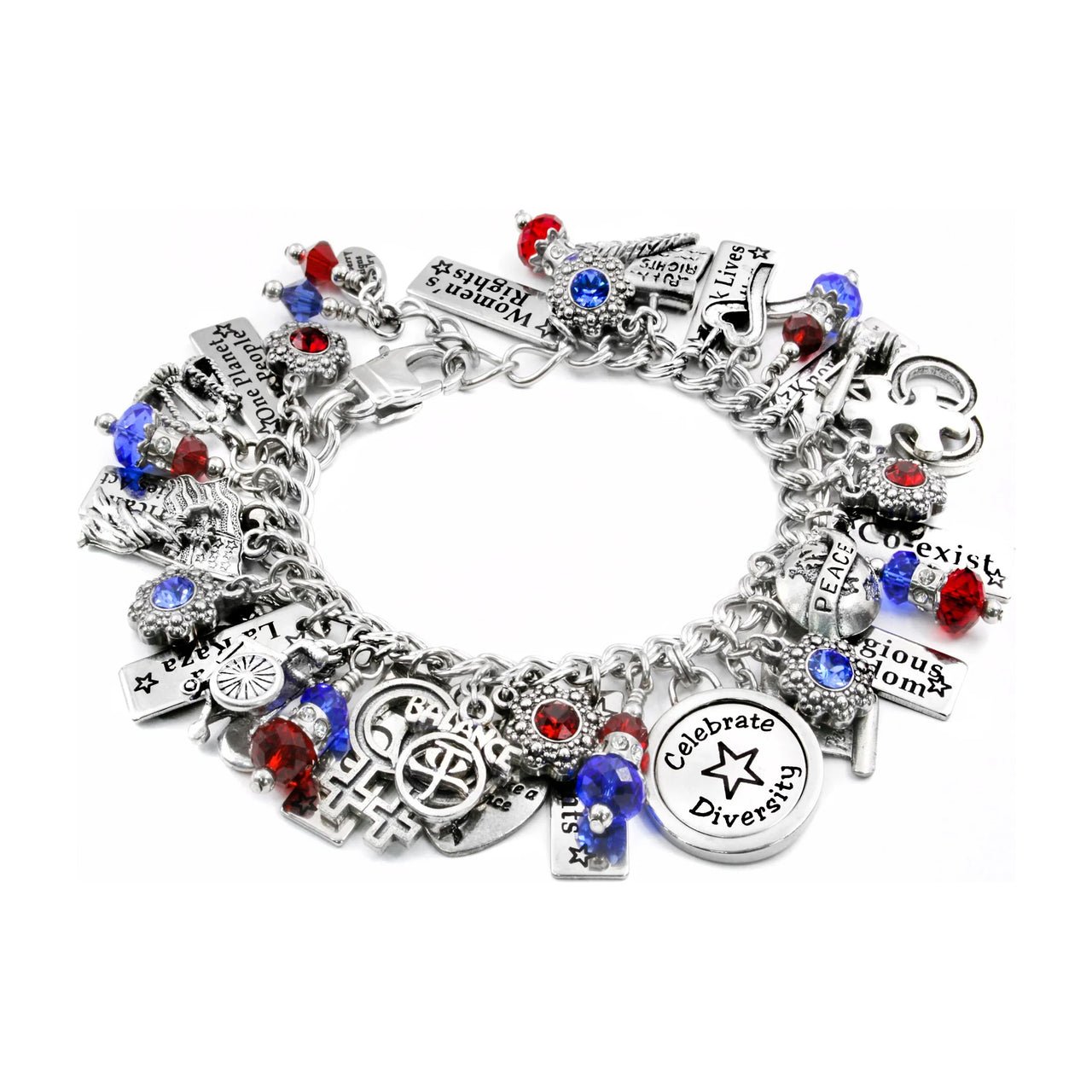 Red, White and Blue charm bracelet