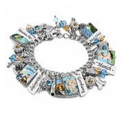germany travel charm bracelet with nutcracker charms, bavarian alps, vintage images of germany, black forest, accordion, castle, beer pub castle, christmas market
