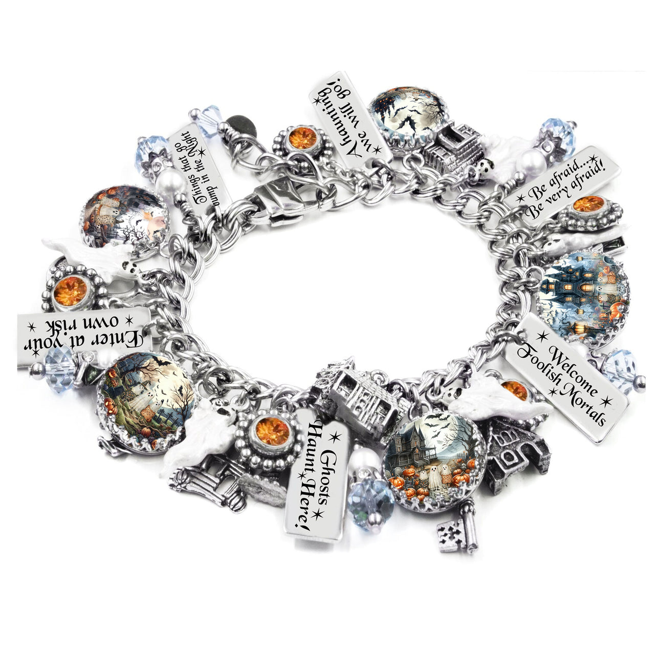 Haunted Halloween Ghost Charm Bracelet – Spooky & Whimsical Jewelry