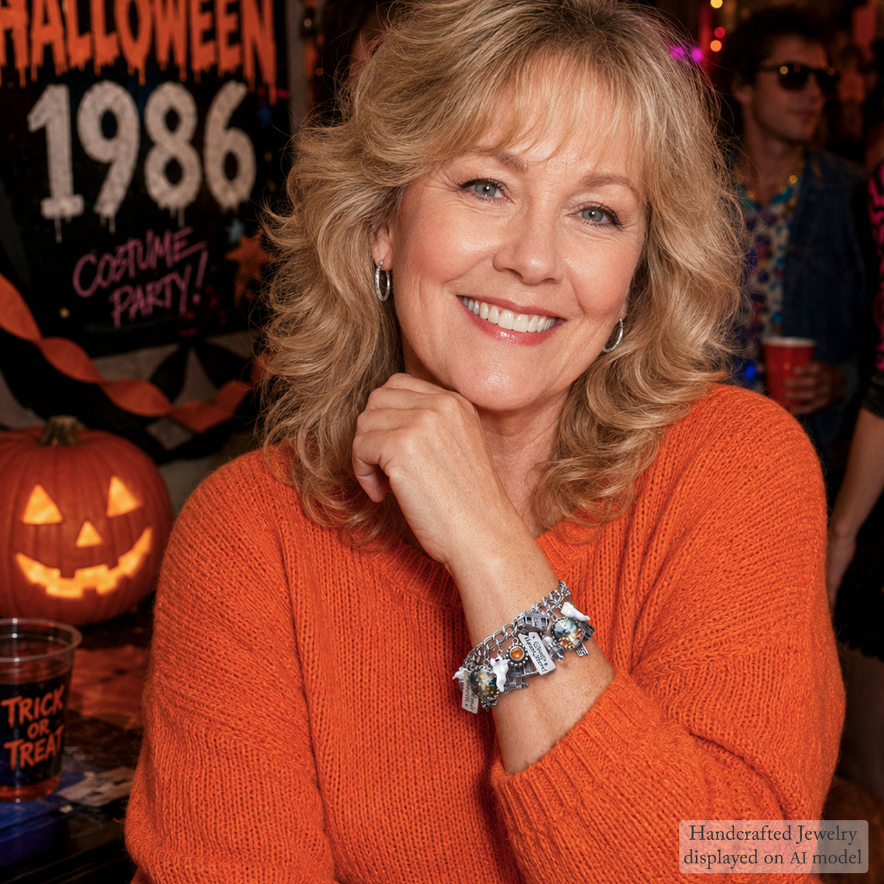 Halloween Ghost Charm Bracelet – Spooky Engraved Jewelry