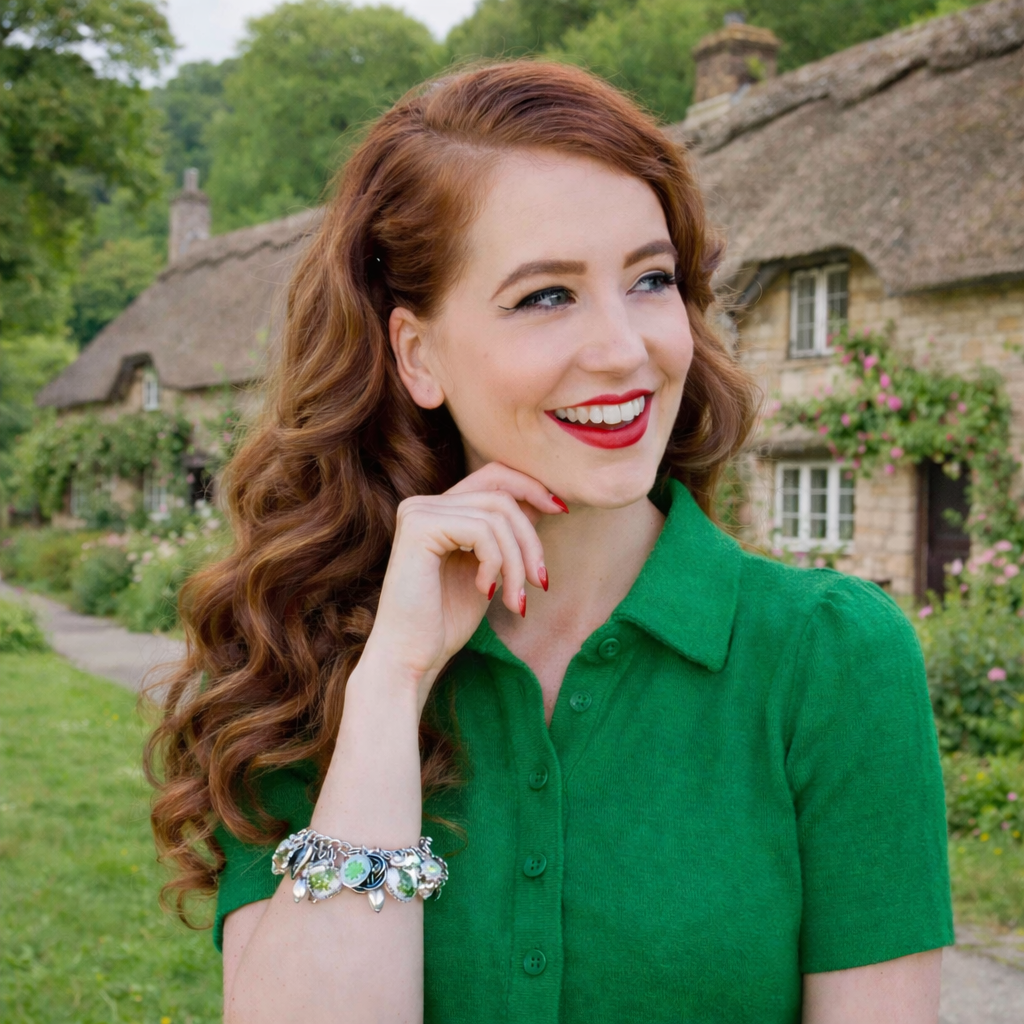 Four Leaf Clover Bracelet – Handcrafted Irish Charm Pearl Jewelry with Emerald Crystals