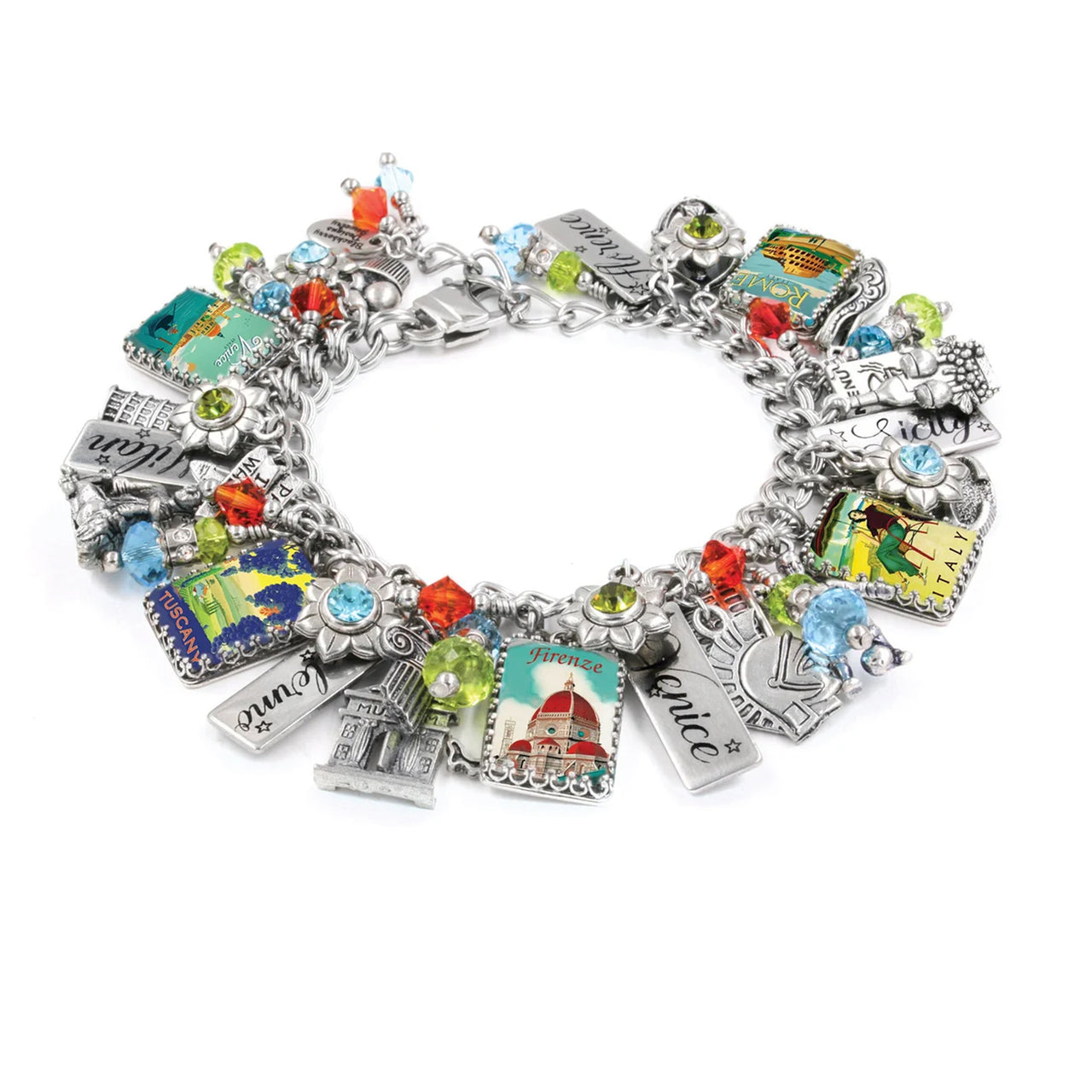 Italian Charm Bracelet with Vintage Italy Travel Posters