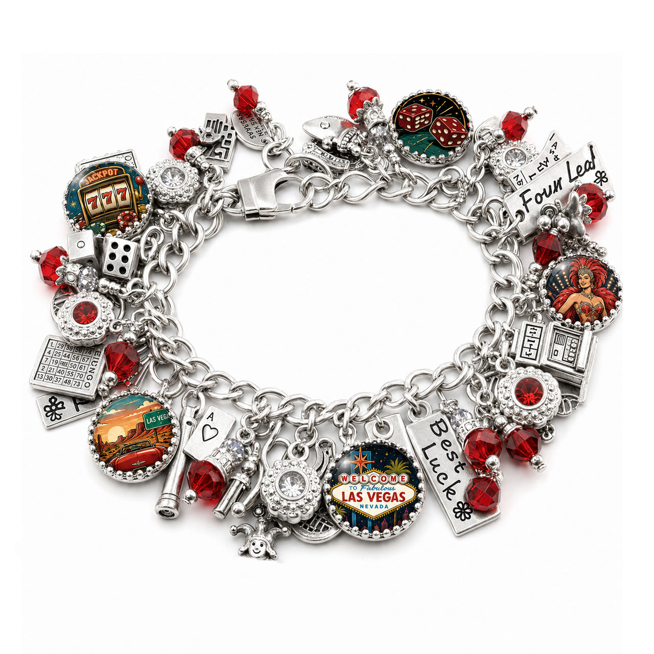 Las Vegas Charm Bracelet, Casino Lover Gift