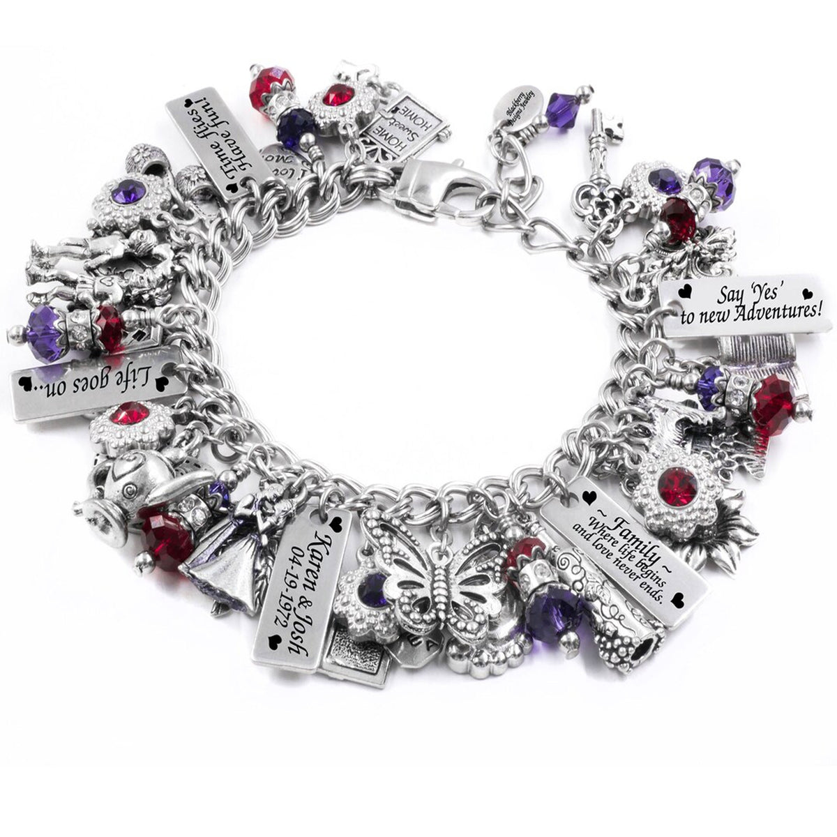 Personalized Story Charm Bracelet – Charms, Engraving and Crystals
