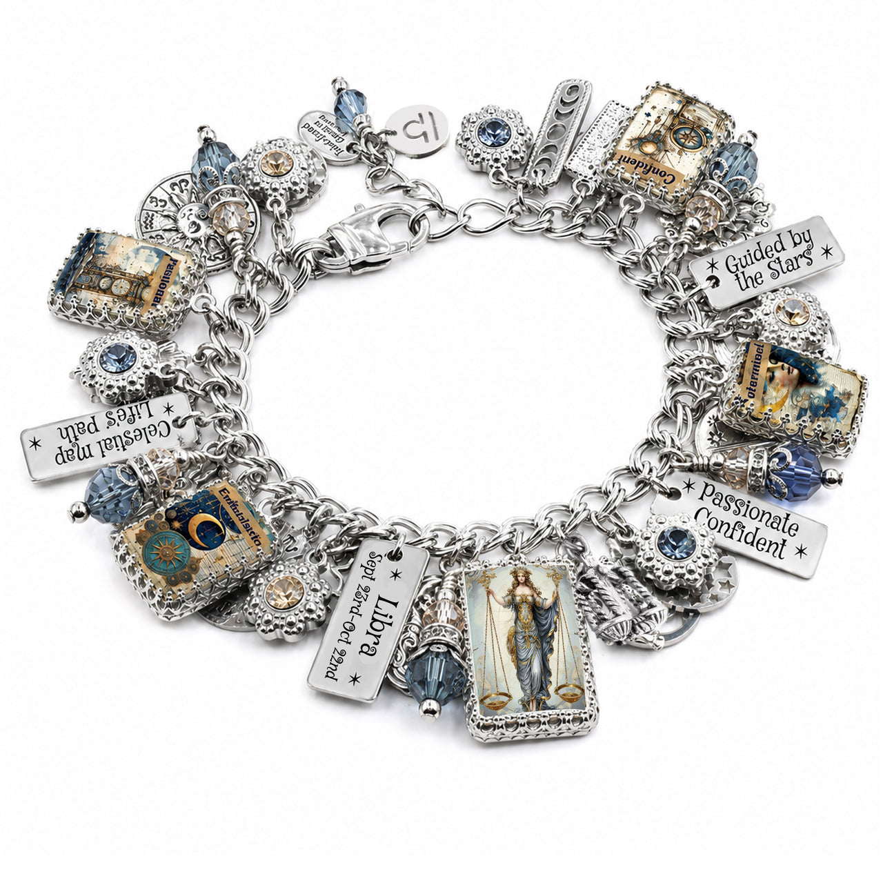 Libra Zodiac Charm Bracelet, Astrology Gift for Women
