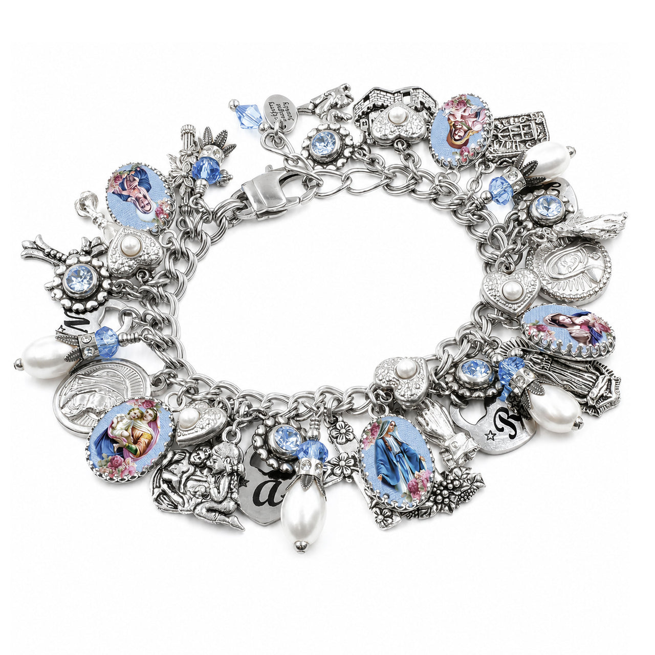 Virgin Mary Bracelet Handcrafted Catholic Madonna shell pearls