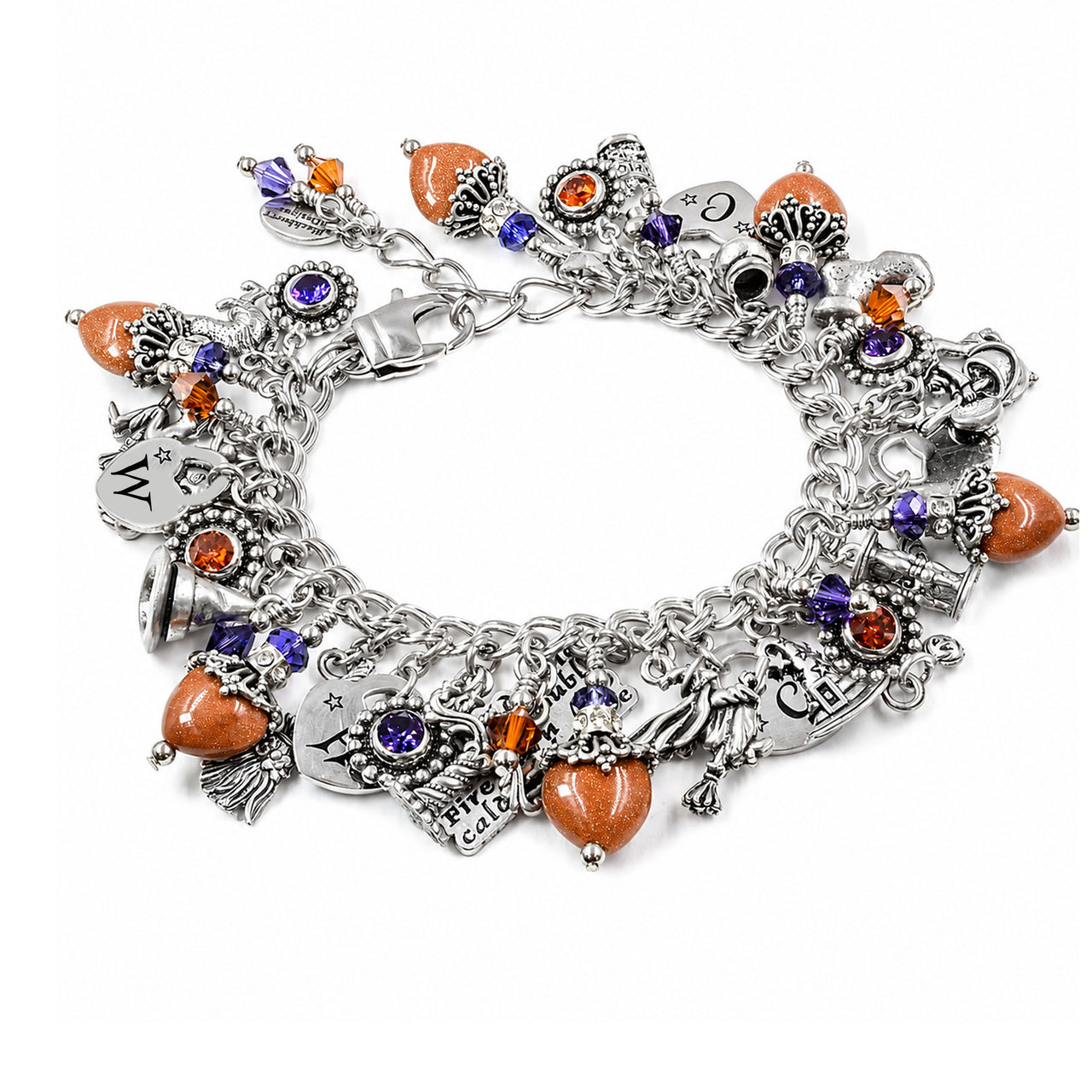 Magic Charm Bracelet with Heart Gemstones