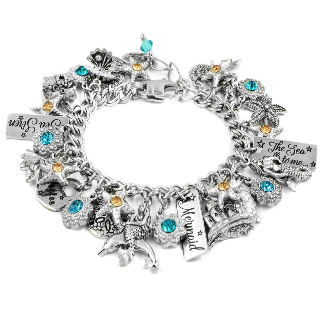 Little Mermaid Bracelet, Silver with Turquoise