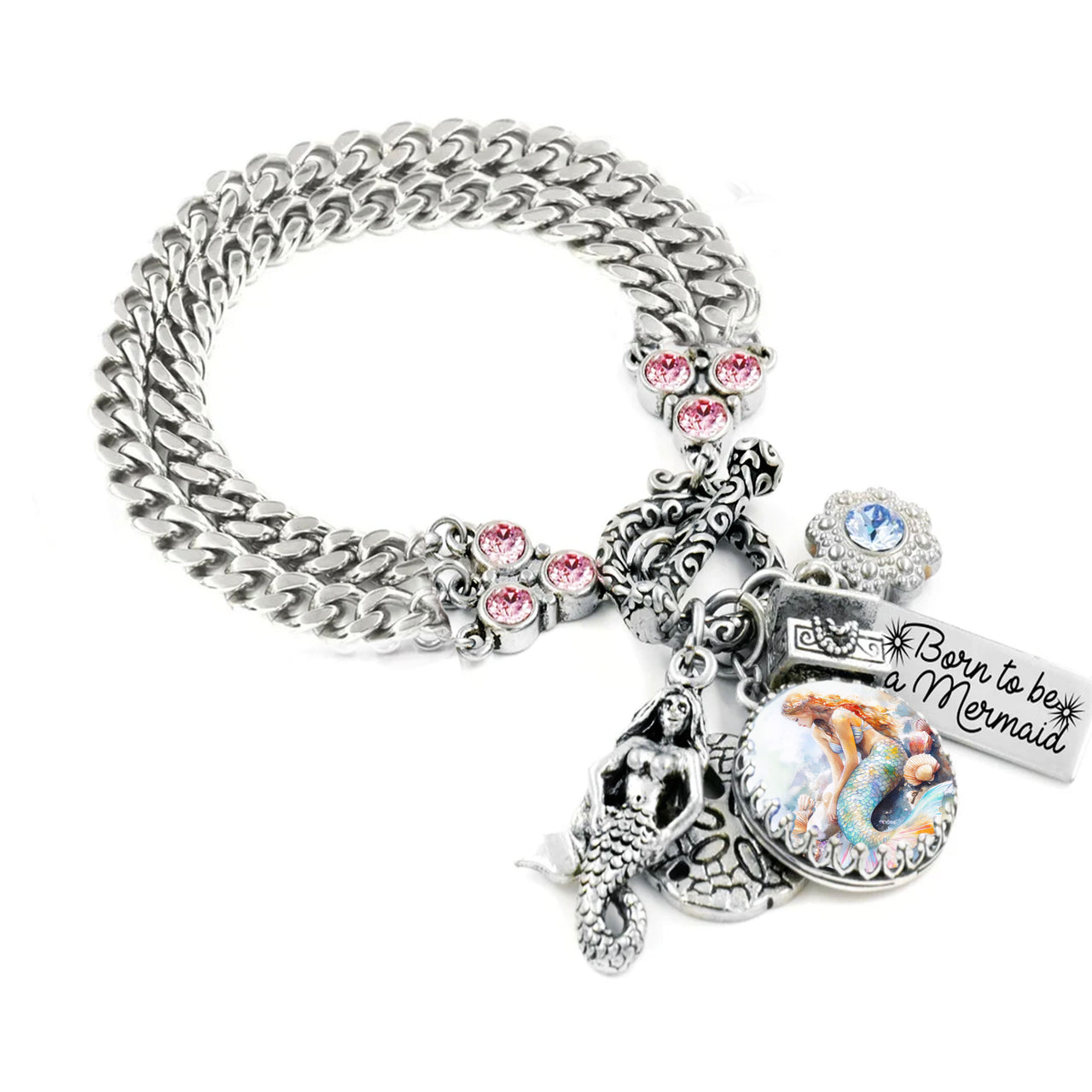 Crystal Mermaid Charm Bracelet