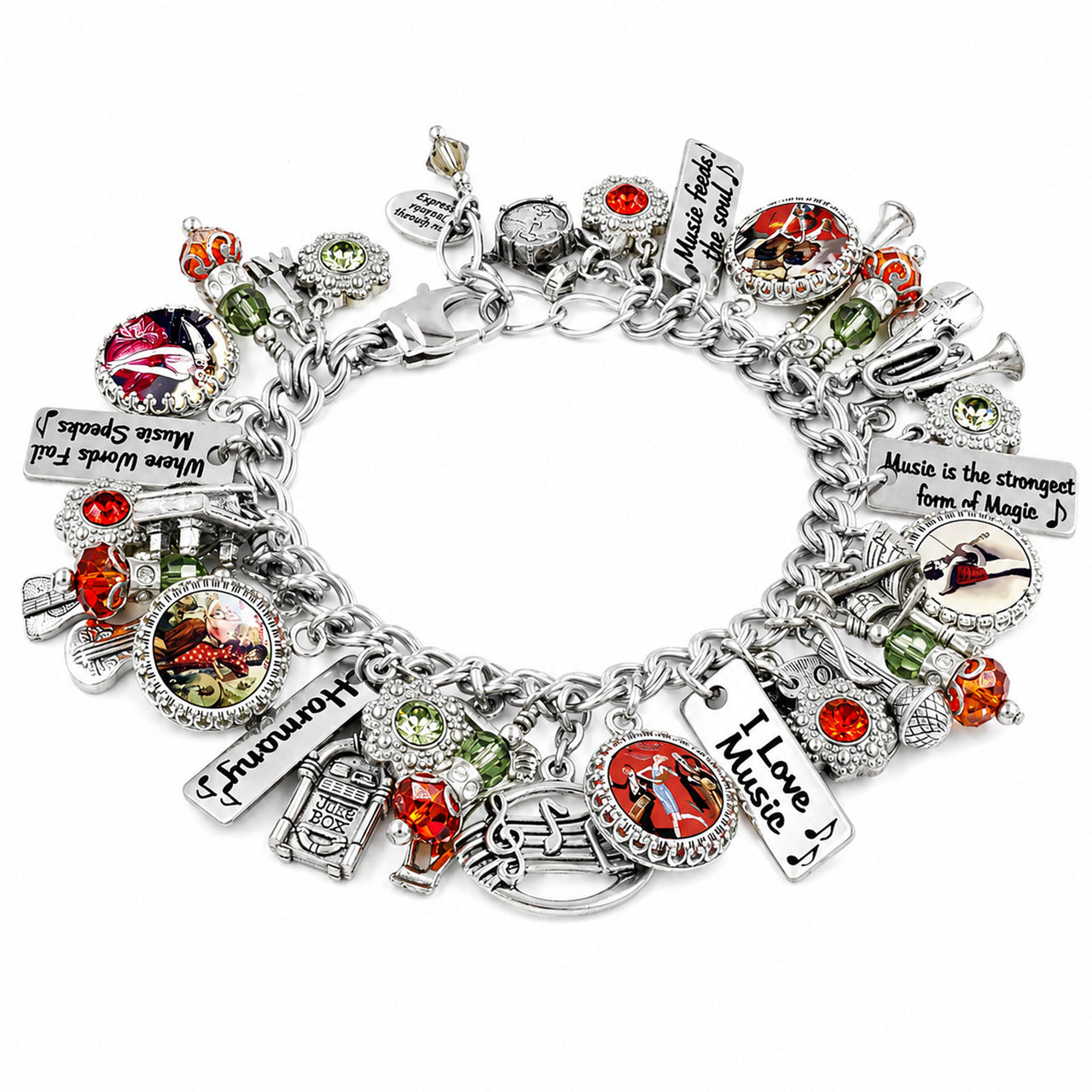 I Love Music Charm Bracelet