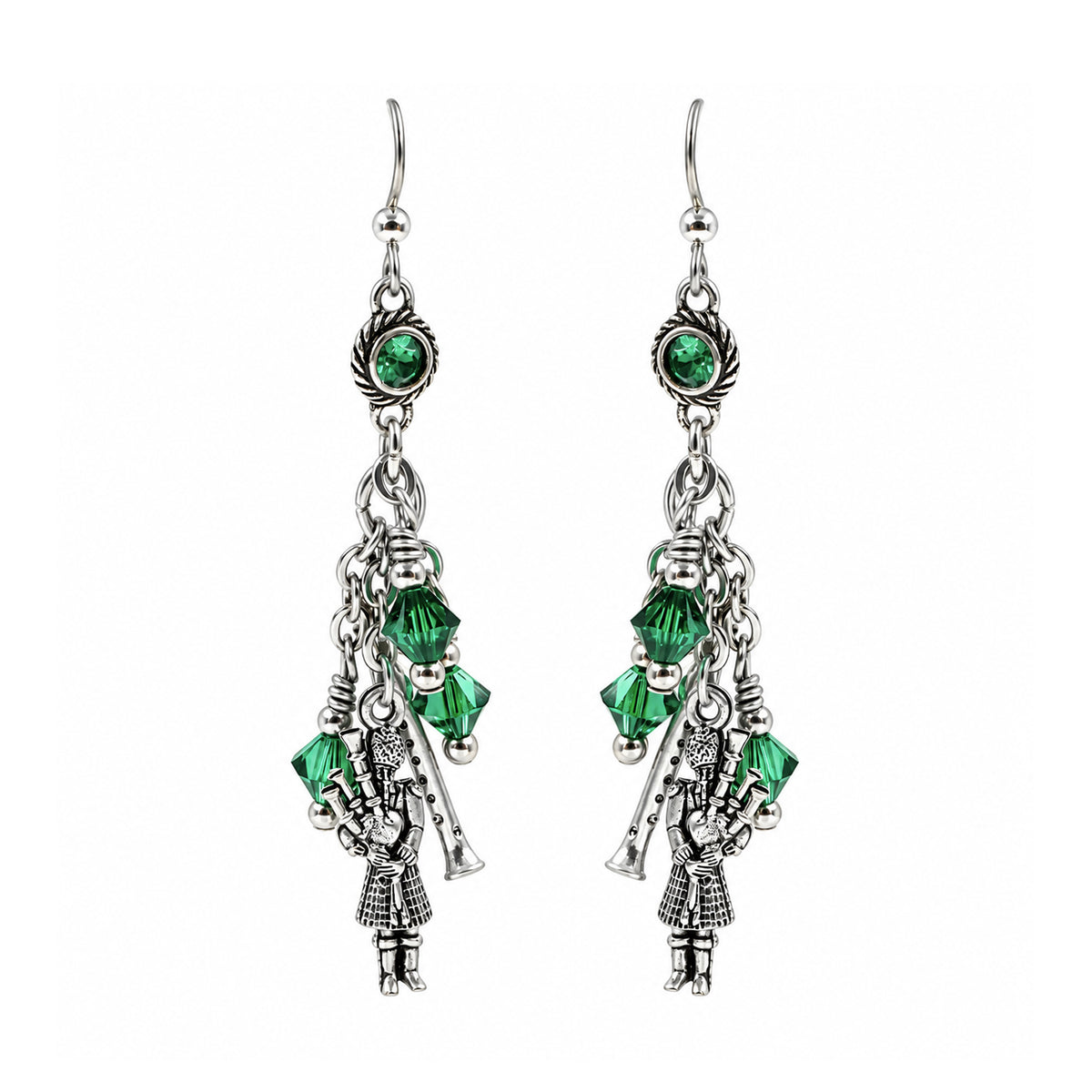 Christmas Earrings, 11th Day, Pipers Piping, 12 Days of Christmas Carol