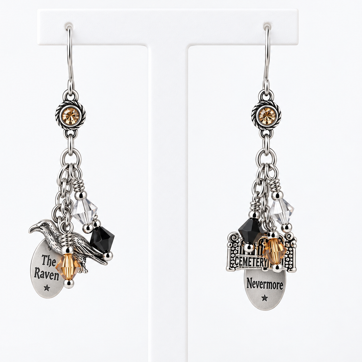 Nevermore Raven Earrings – Gothic Edgar Allen Poe Jewelry