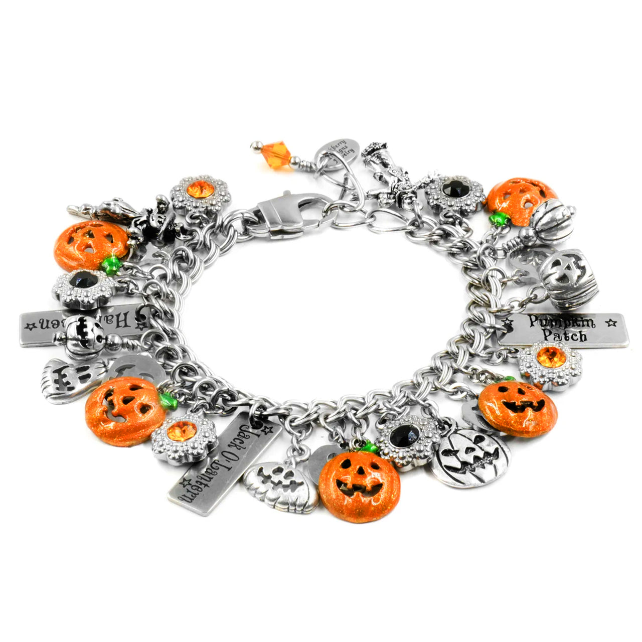 Pumpkin Charm Bracelet, Fall and Halloween Jewelry