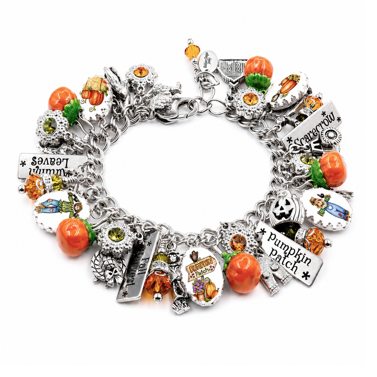 Pumpkin Patch Charm Bracelet, Fall Jewelry