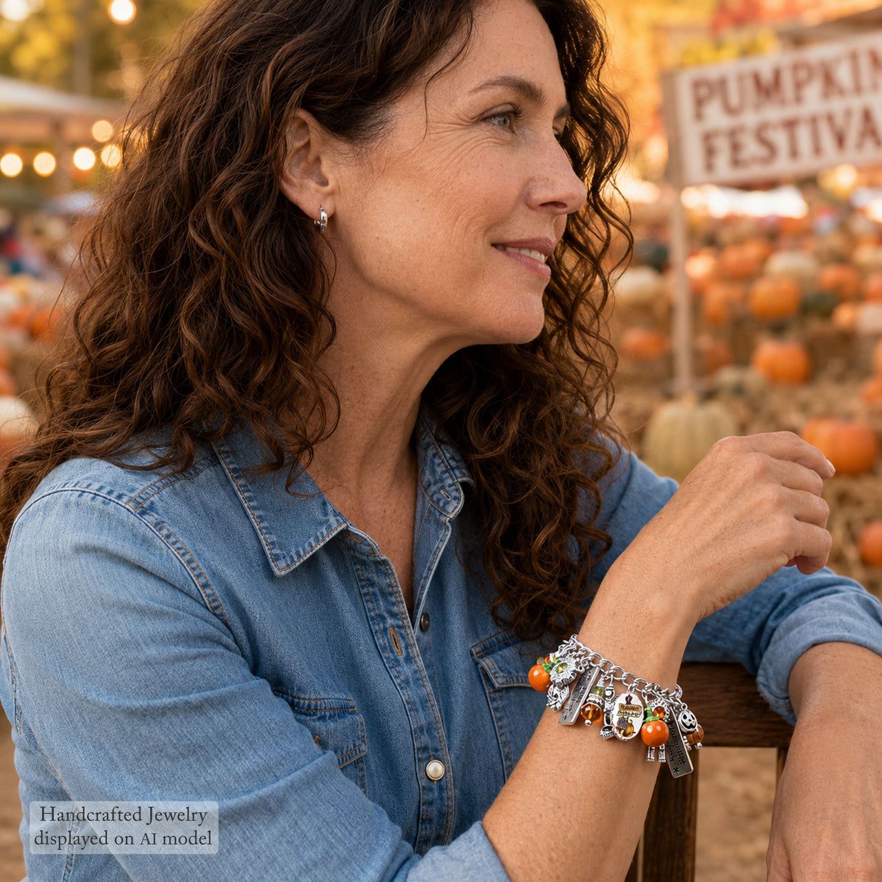 Pumpkin Patch Charm Bracelet, Fall Jewelry