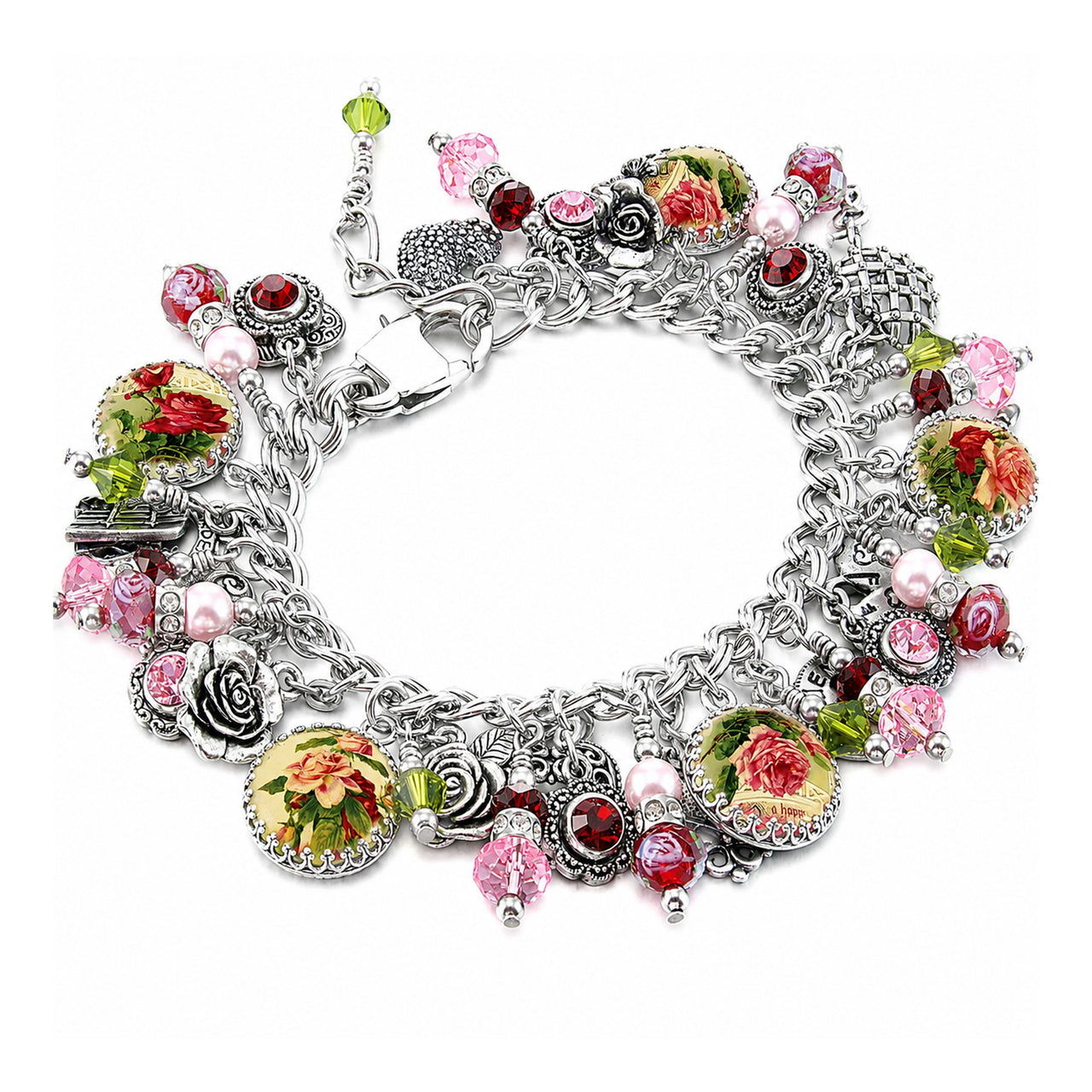 Rose Garden Charm Bracelet with shell pearls