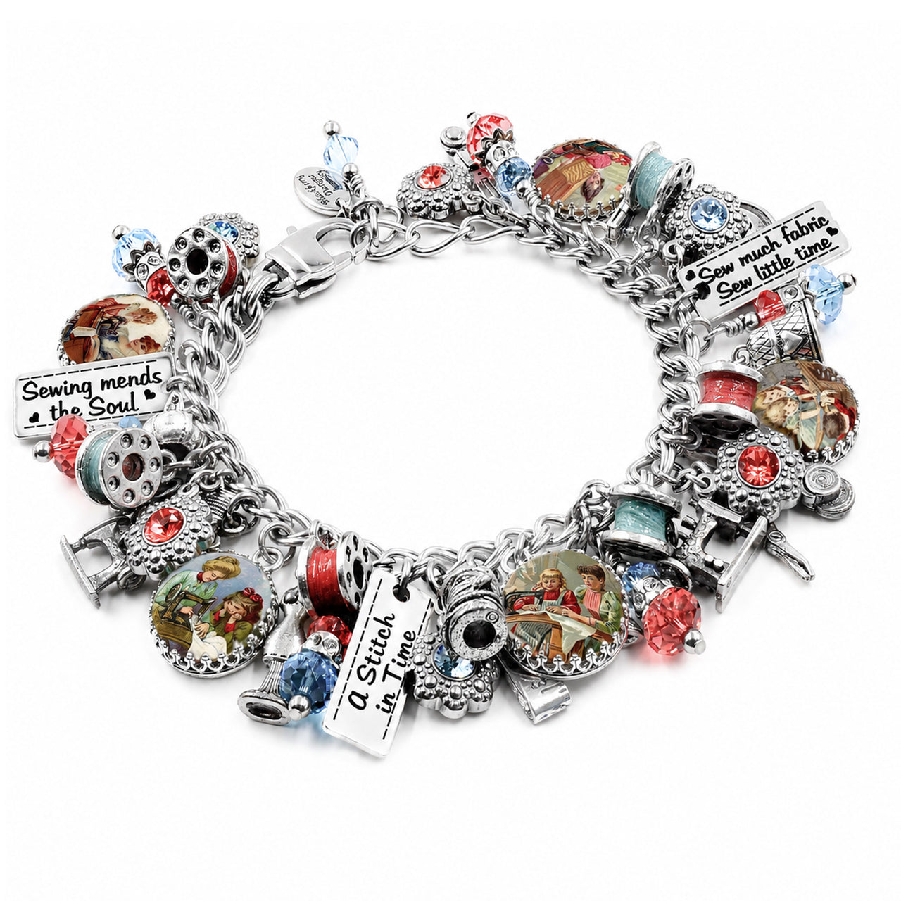 Sewing Charm Bracelet, Gift for Seamstress, Quilters & Crafters