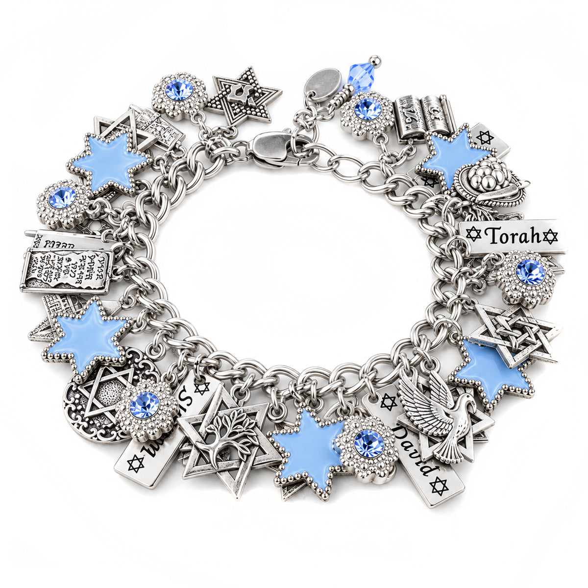 Star of David Charm Bracelet, Hanukkah Jewelry