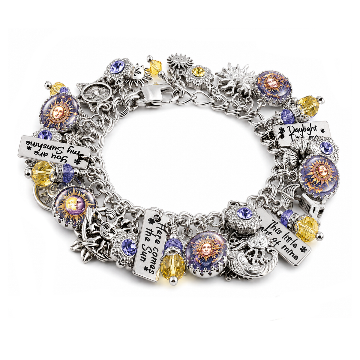 Sun Charm Bracelet with Celestial Moon Jewelry Non Tarnish Stainless