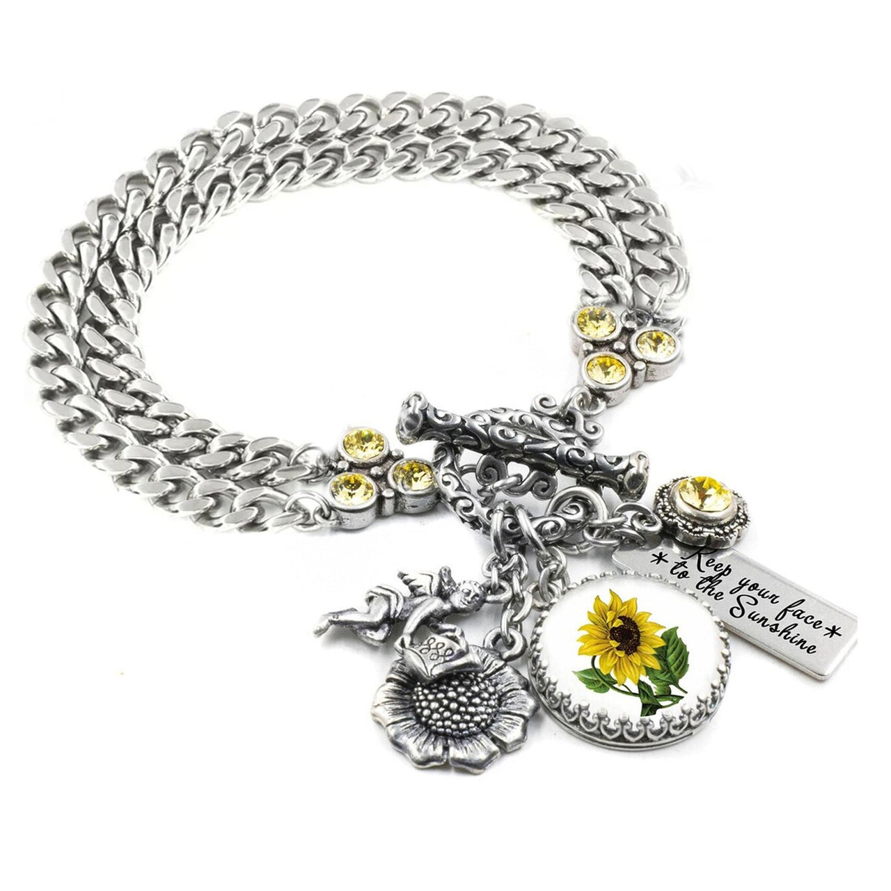 Sunny Sunflower Charm Bracelet