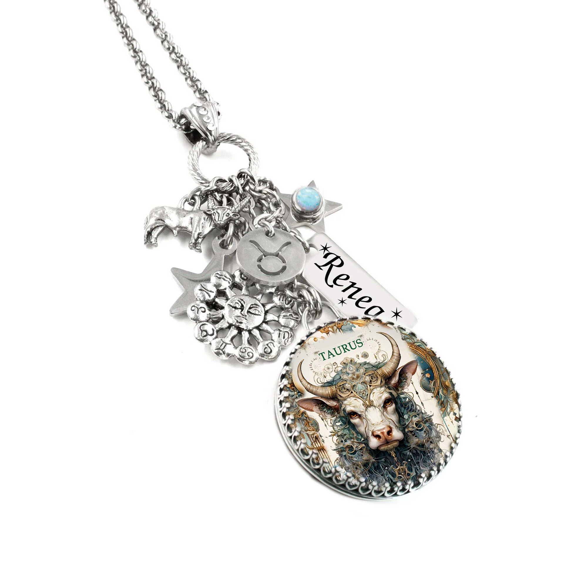 taurus zodiac necklace with name