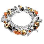 halloween bracelet, orange and black, pumpkin jewelry, pumpkin charms