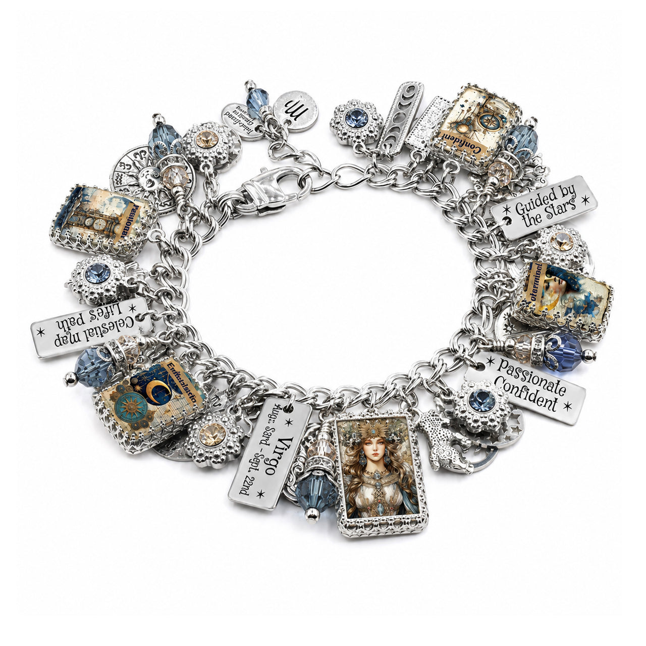 Virgo Zodiac Charm Bracelet – Crystal Engraved Jewelry