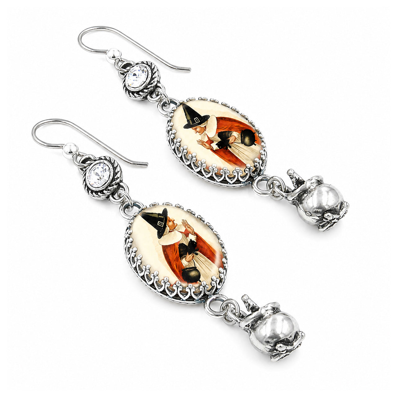 Vintage Witch Charm Earrings  for Halloween