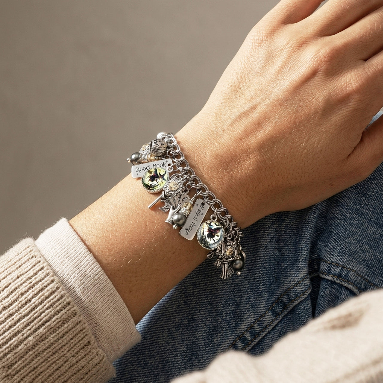 Flying Witch Charm Bracelet – Halloween Spell Jewelry