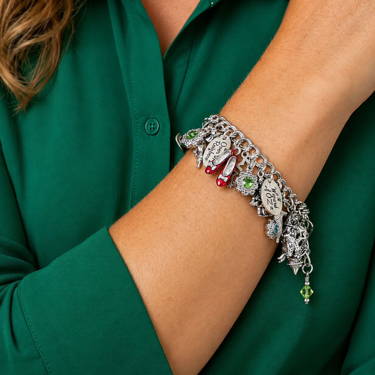 Wizard of Oz Charm Bracelet with Rainbow Crystals