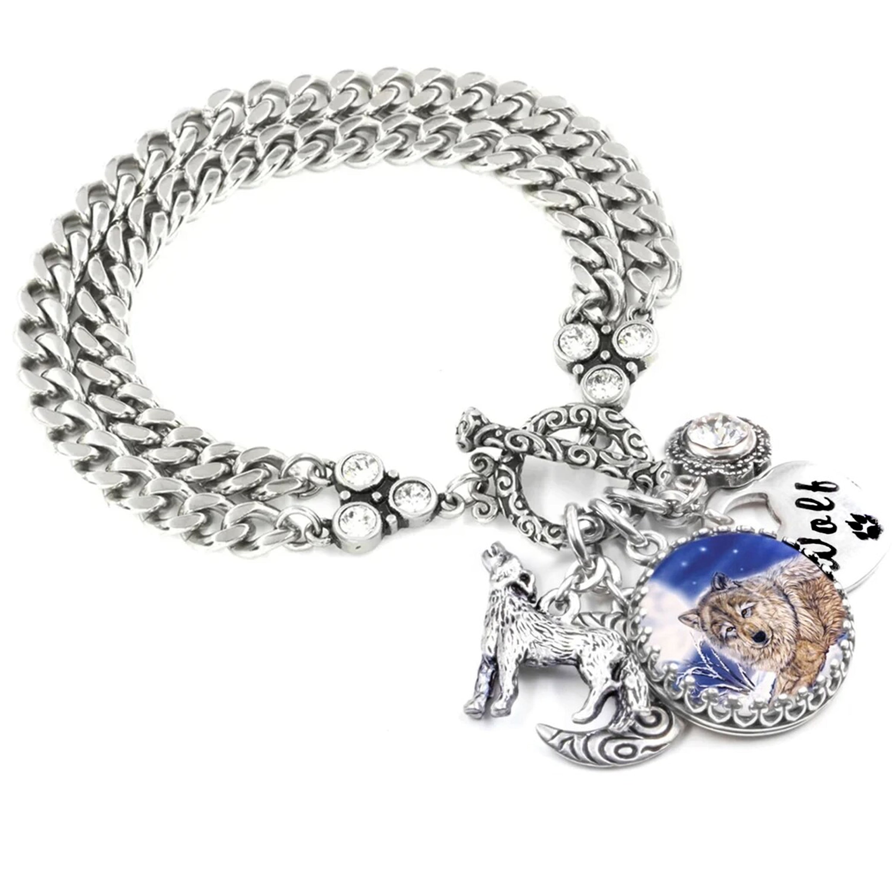 Fashion Wolf Charm Bracelet for Men Reiki Chakra Bead Wolf Soul Charms  Bangle