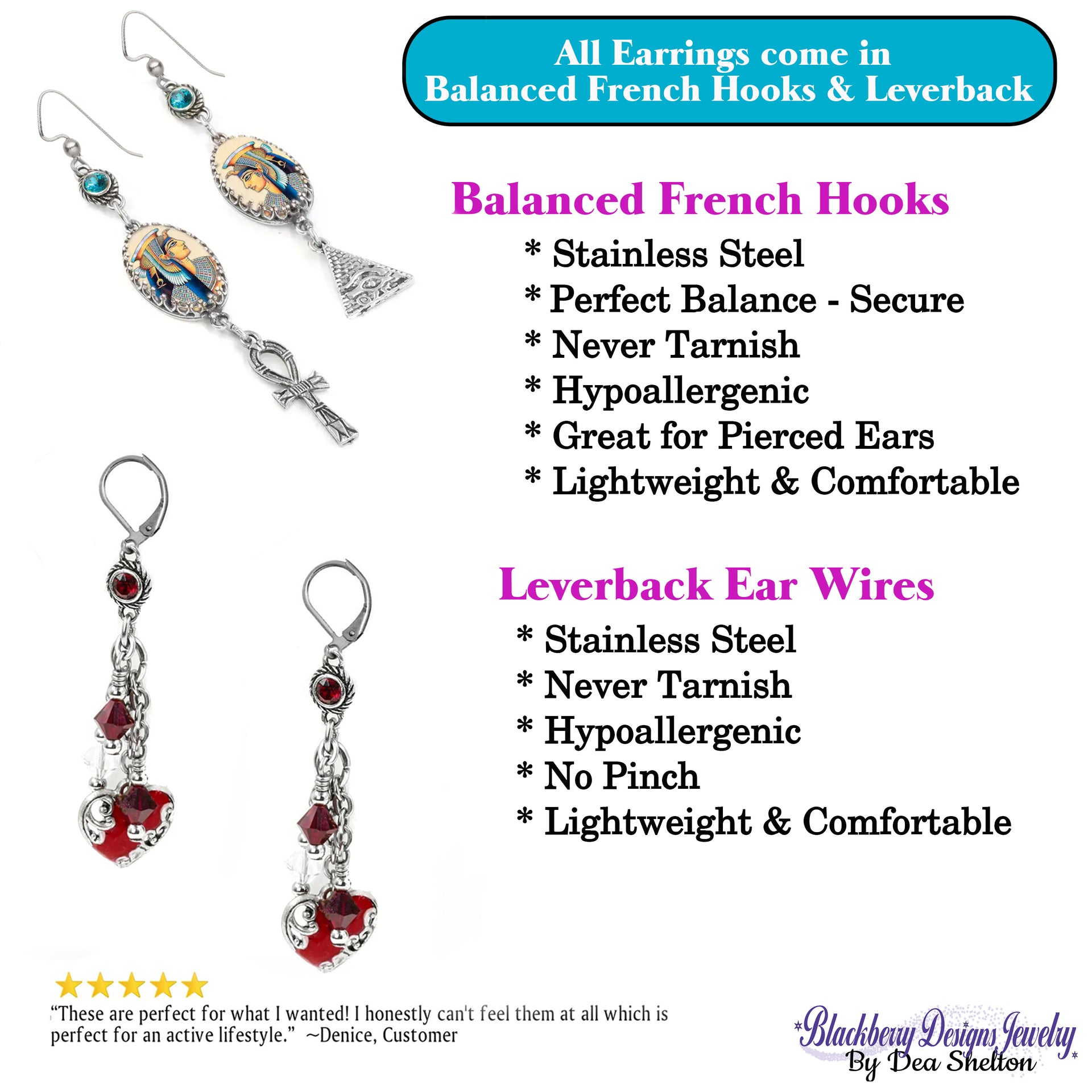 a flyer for a pair of earrings