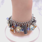Autumn village charm bracelet with pumpkin and house charms