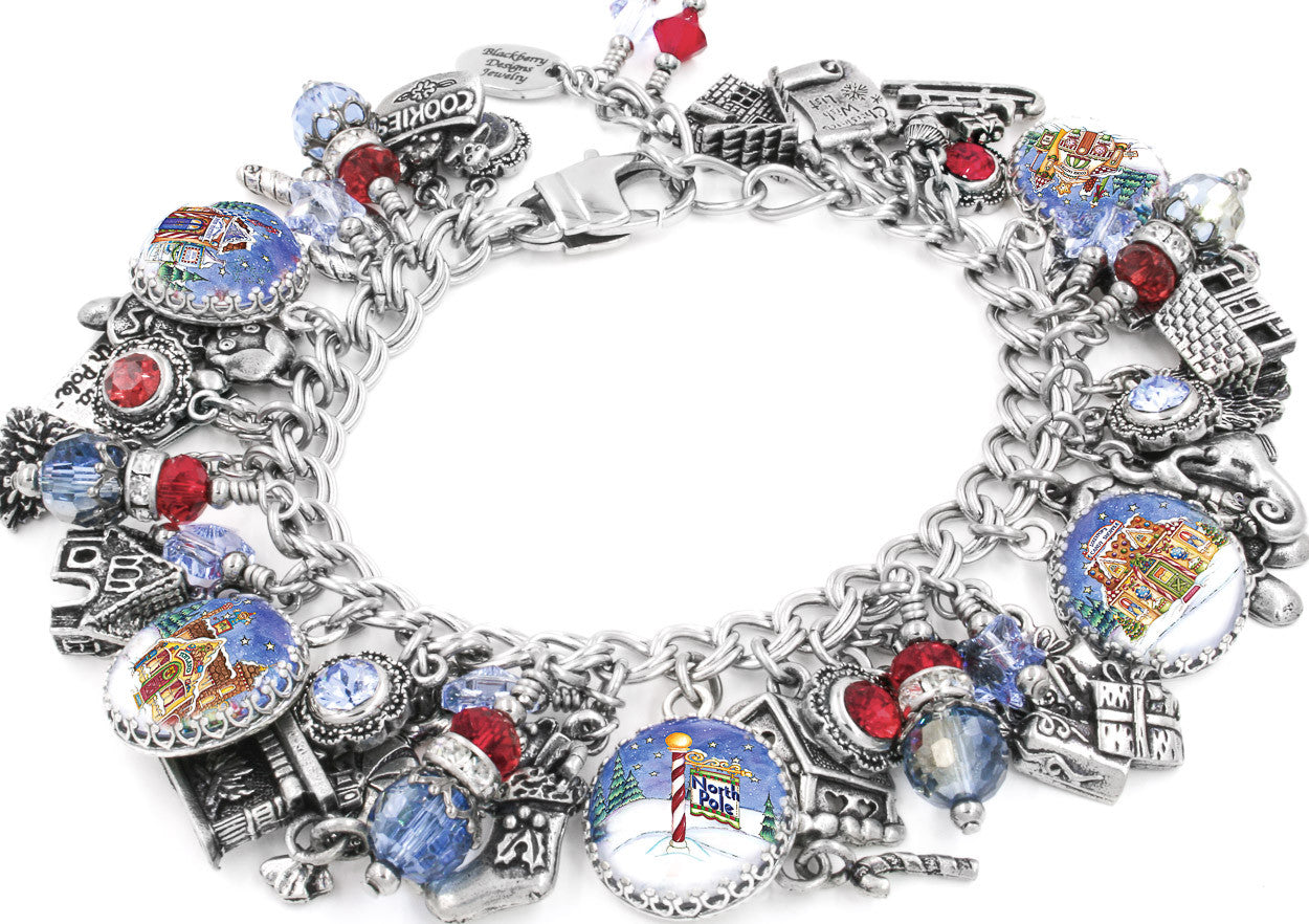 santa charm bracelet, christmas jewelry