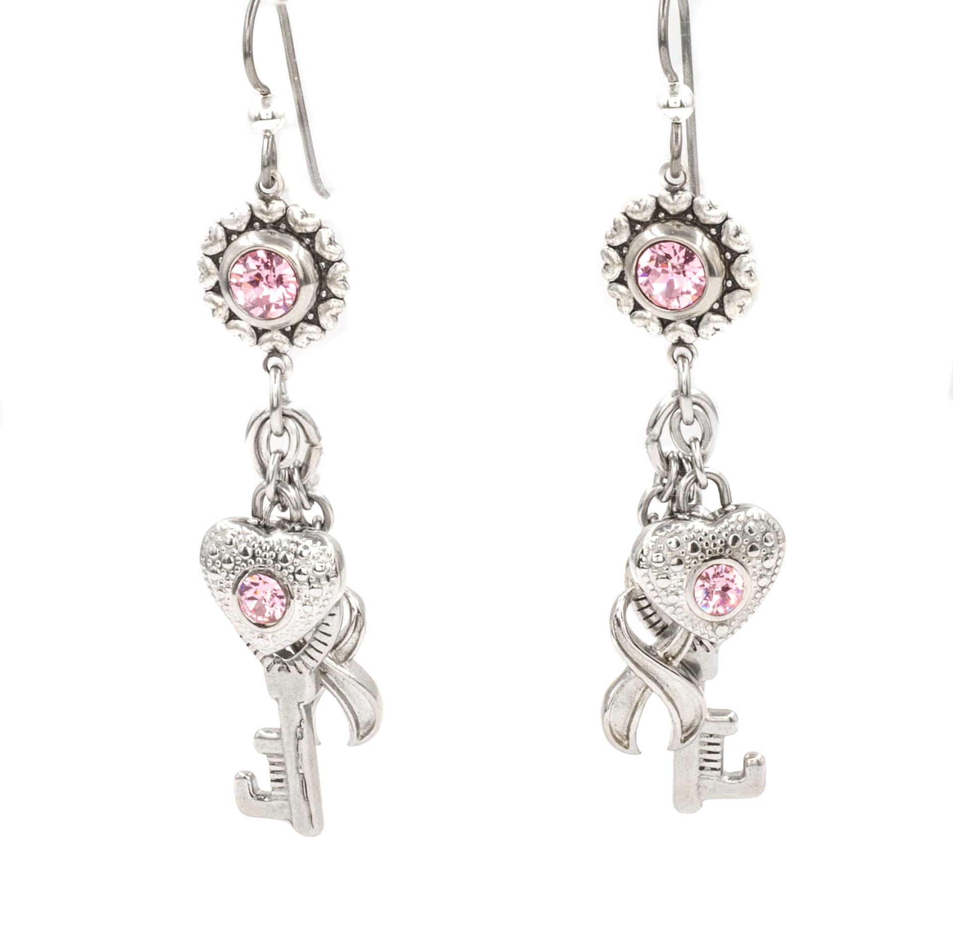 Pink awareness earrings