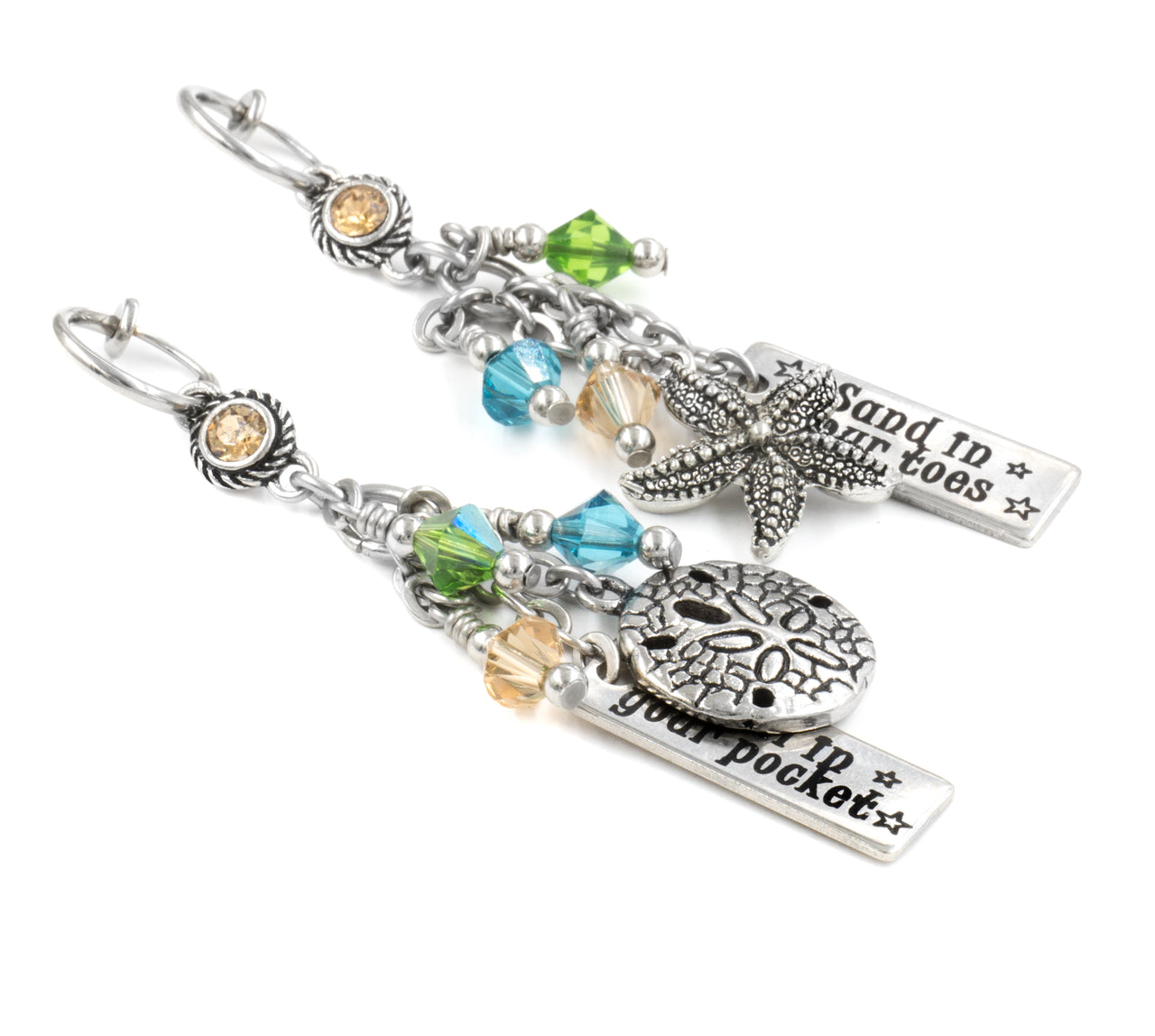 beach earrings crystals shell in your pocket