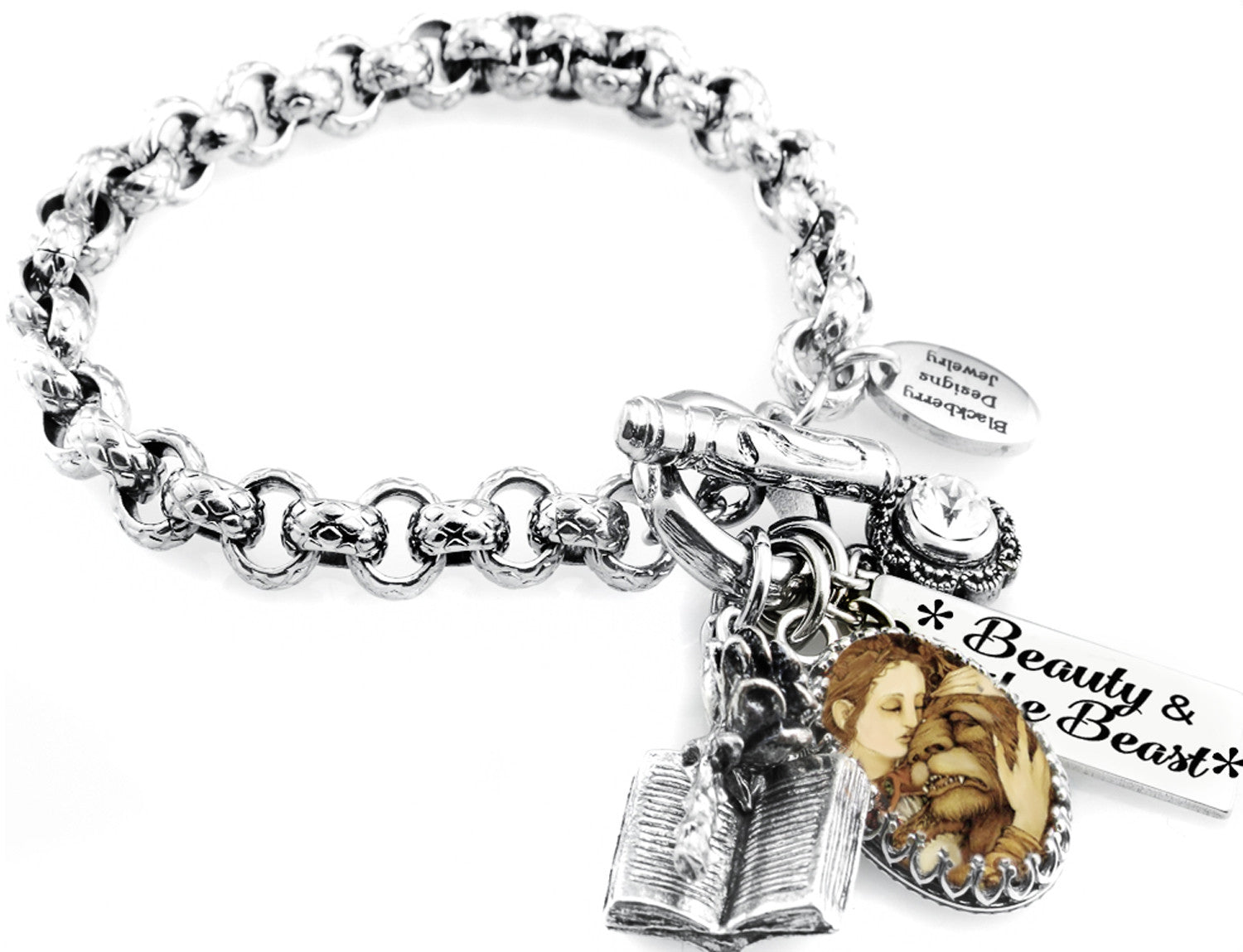 Beauty and the Beast Charm Bracelet in Non Tarnish Stainless – Blackberry  Designs Jewelry